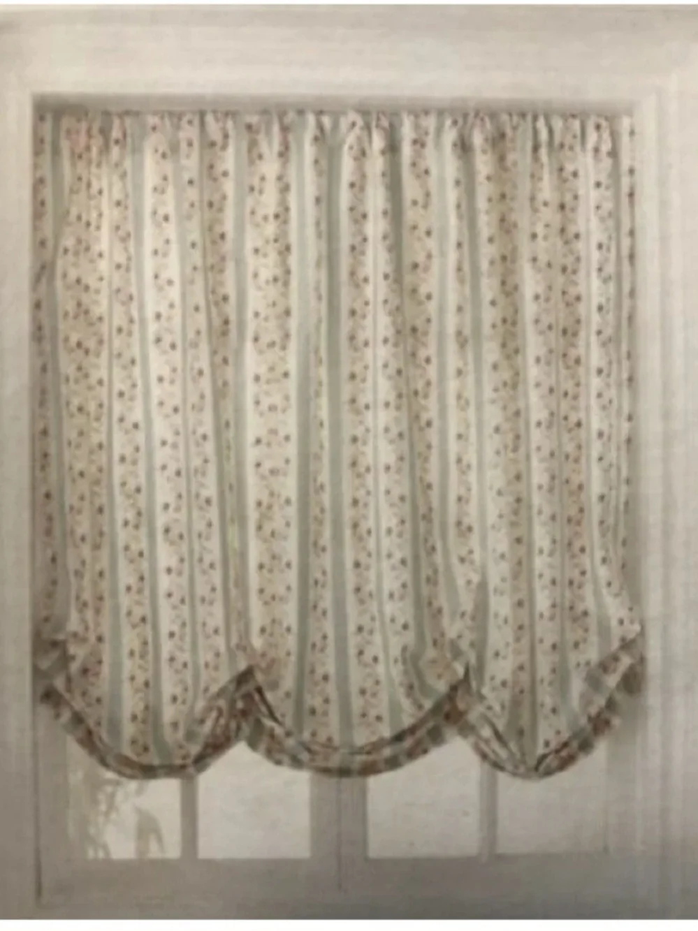 Simply Shabby Chic Balloon Curtain Valance Blue White Stripes RARE Discontinued